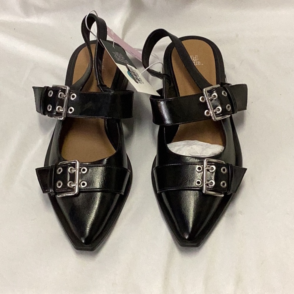 Peyton Double Buckle Slingback Flats Memory Foam Insole - Wild Fable - black - Picture 4 of 7